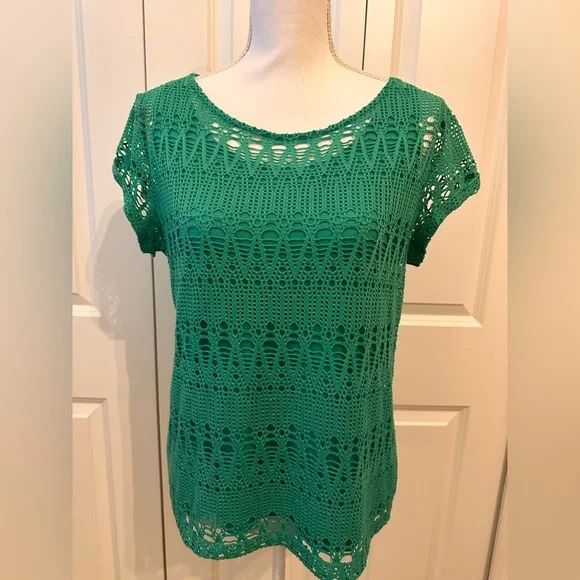 Chicos women green knit top~ Size1 - Picture 7 of 11